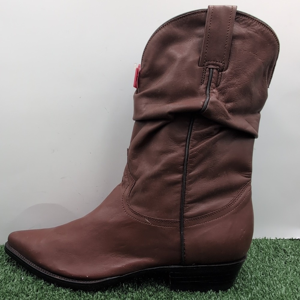 VTG Mezcalero Slouch Style Brown Boots Men's 9.5 - 27 1/2 EE Leather Mexican New - Picture 4 of 14